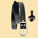 Klassischer Gürtel 3 cm - Spaltleder - schwarz - mit Schwerthalter- Schnalle abgerundet